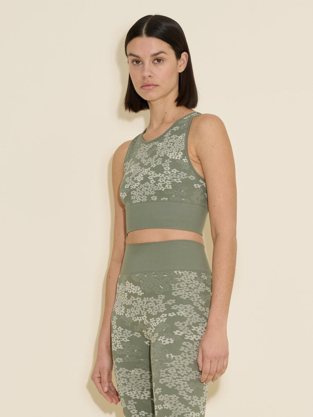 Seamless Jacquard Top  Green Mix