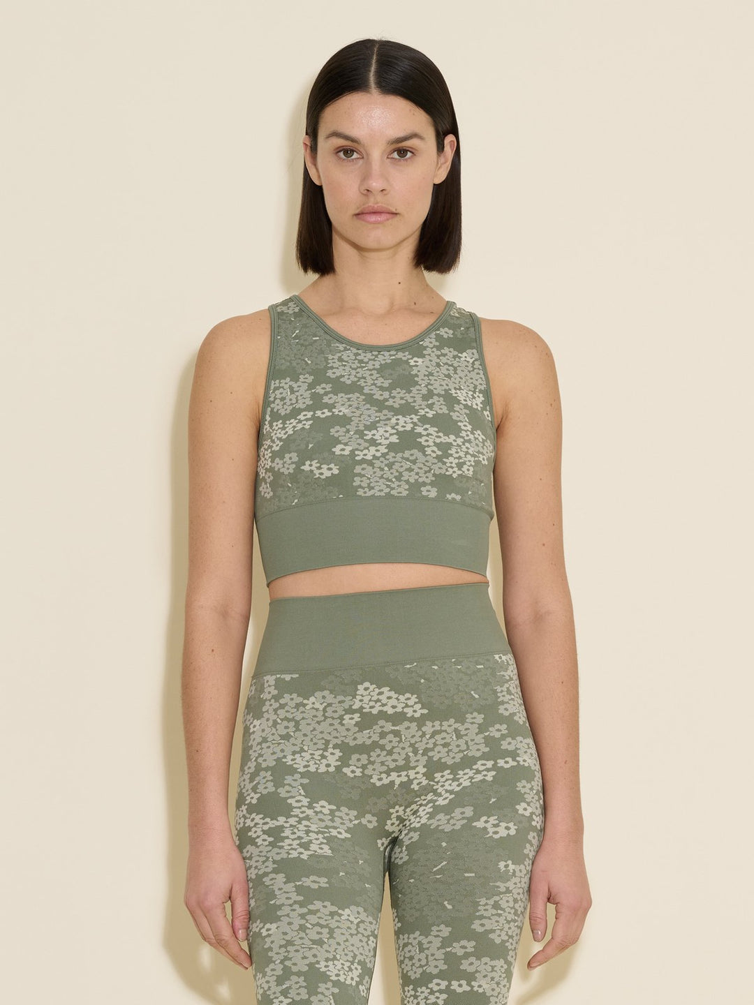 Seamless Jacquard Top  Green Mix