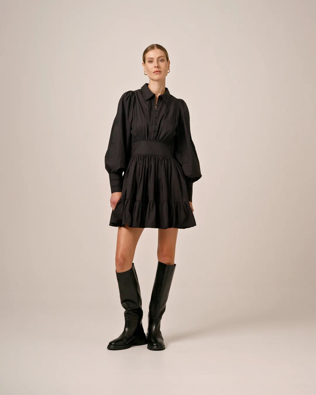 POPLIN MINI DRESS  Black