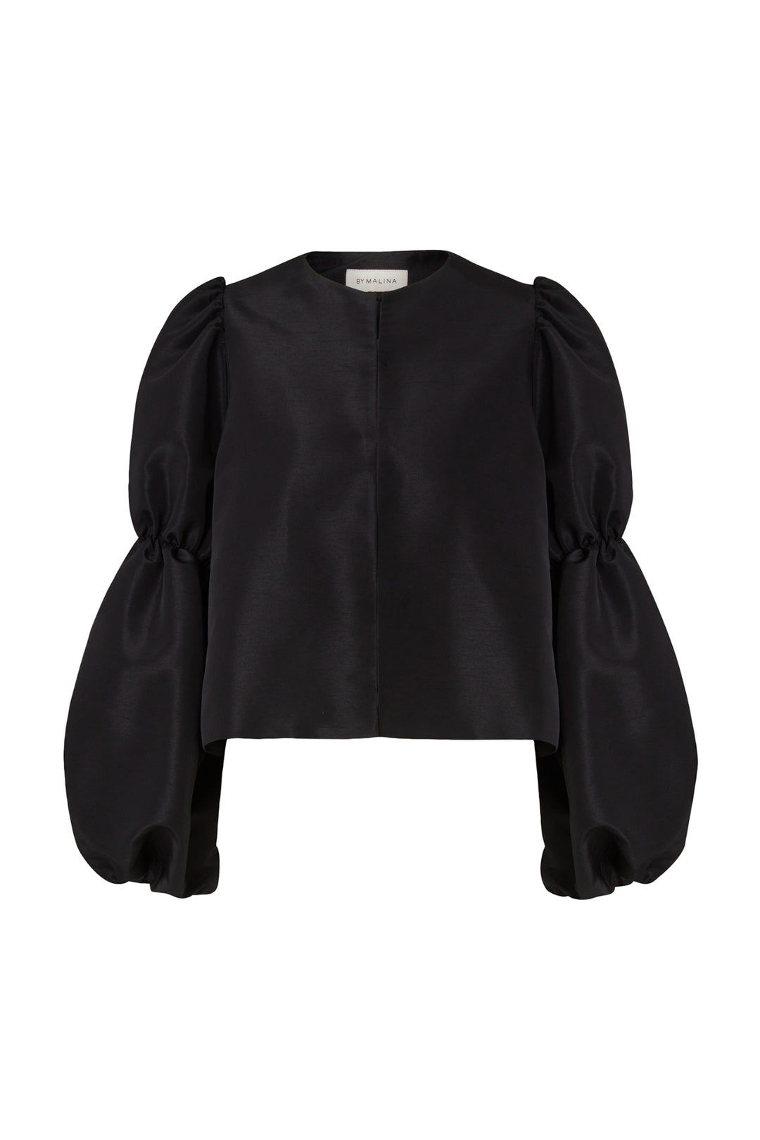 ZOEY DOUBLE POUF SLEEVE BLOUSE  Black