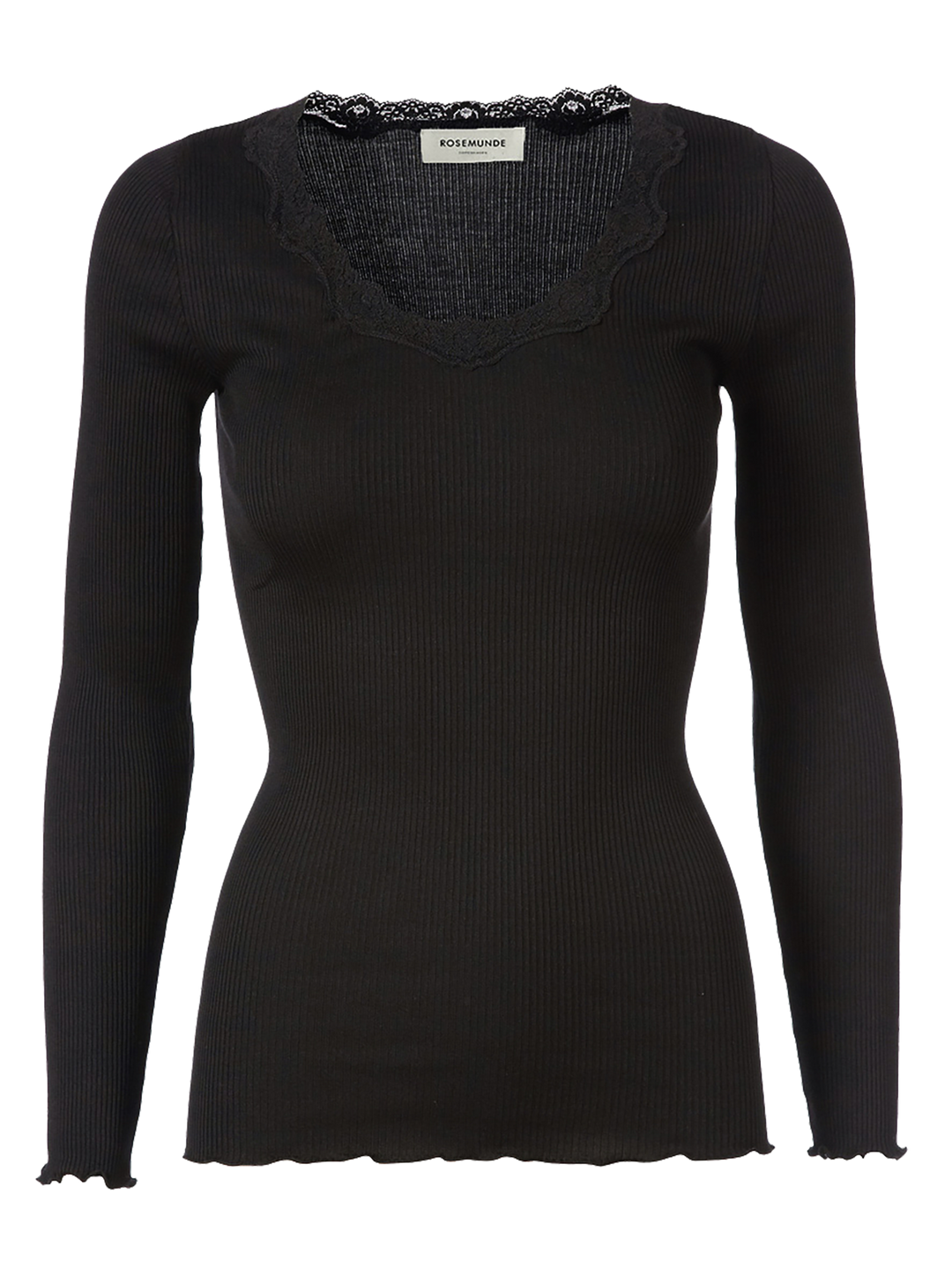 Babette silk t-shirt w/ lace  Black