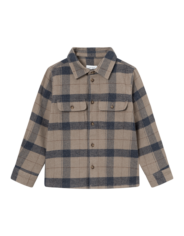 Lennon Check Overshirt Kids  Desert Taupe/Dark Navy