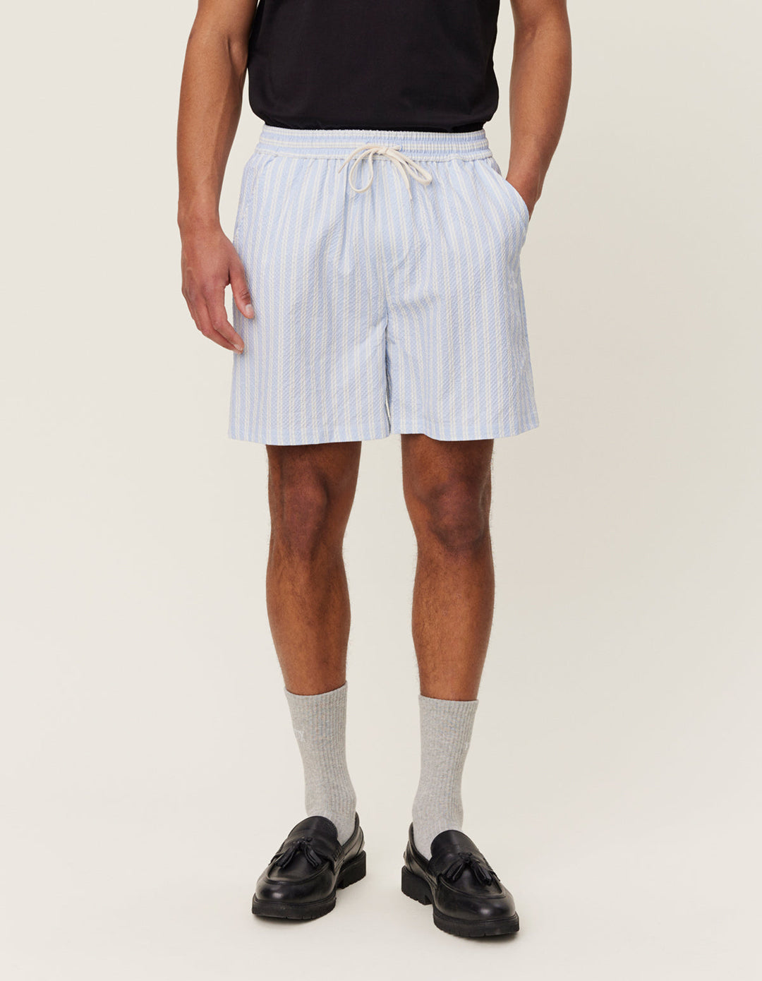 Stan Stripe Seersucker Swim Shorts  Summer Sky/Light Ivory