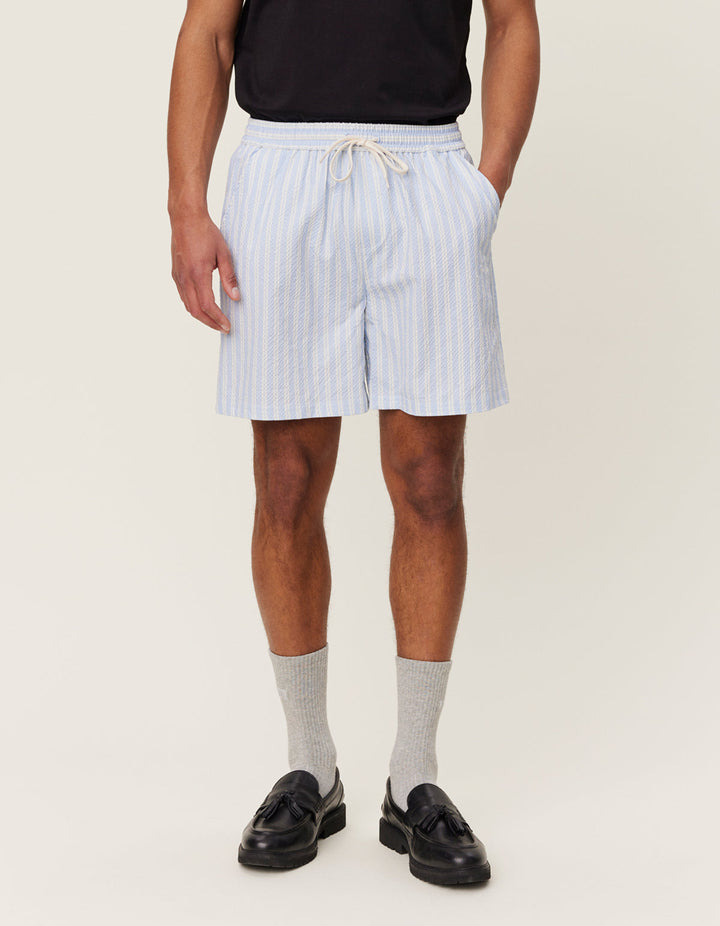 Stan Stripe Seersucker Swim Shorts  Summer Sky/Light Ivory