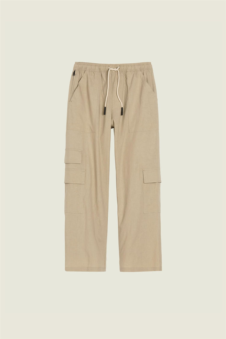 CARGO LINEN PANTS  Beige