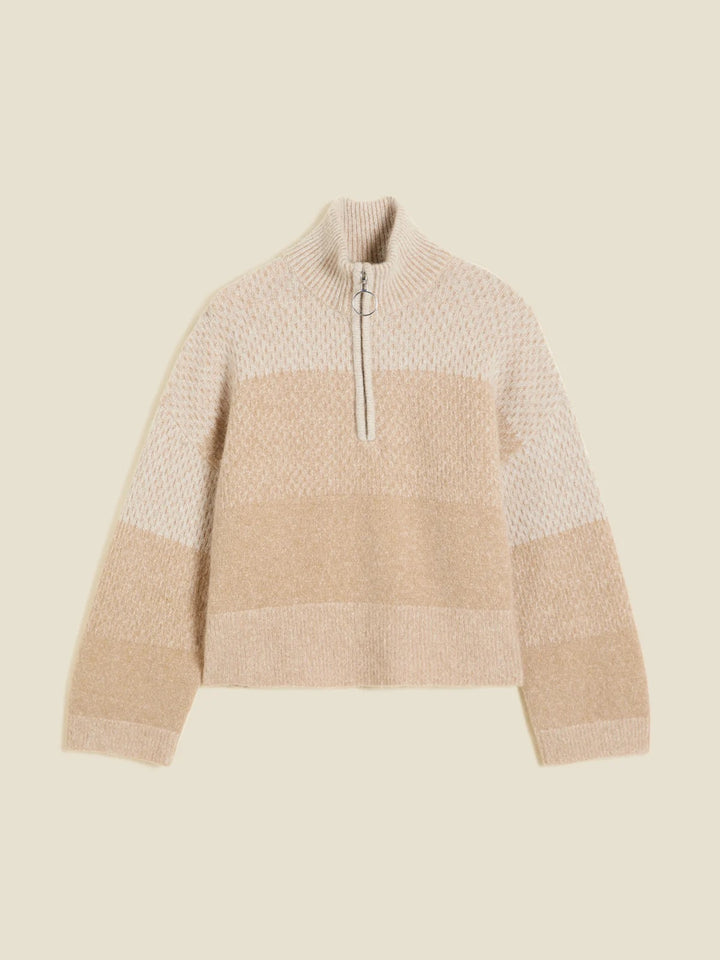 Tine Knit Half Zip  Sand Mix