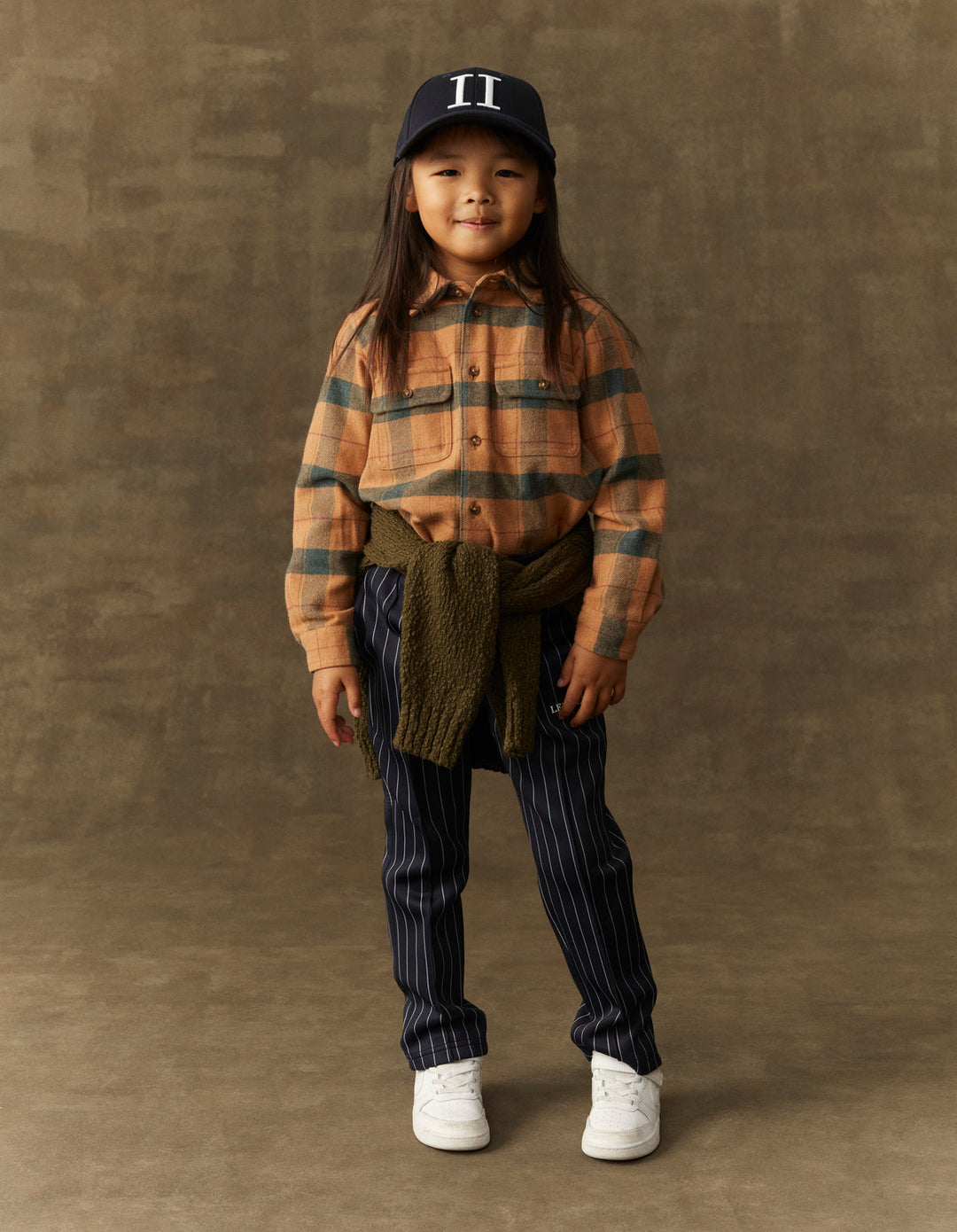 Lennon Check Overshirt Kids  Tobacco Brown/Pine Green