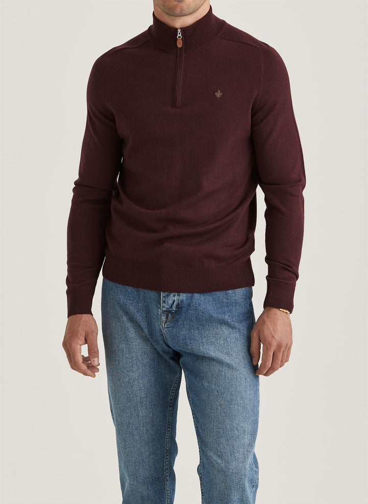 Merino John Zip  Wine Red