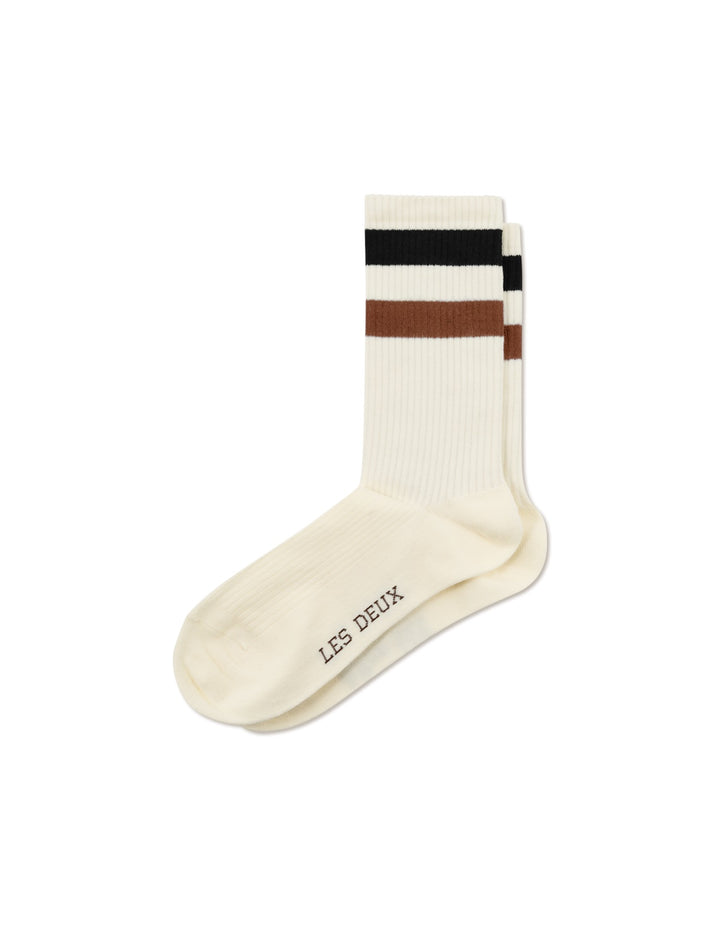 WOODS RIB STRIPE SOCKS  Offwhite/Rosin