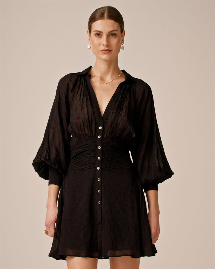 Georgette Rouching Dress  Black