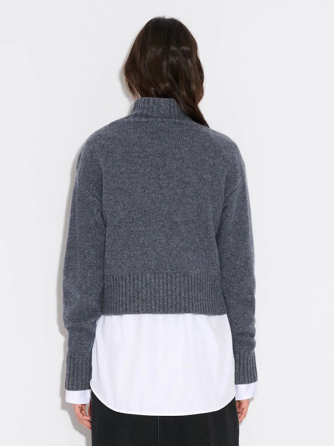 W. Wool Cropped Turtleneck  Blue