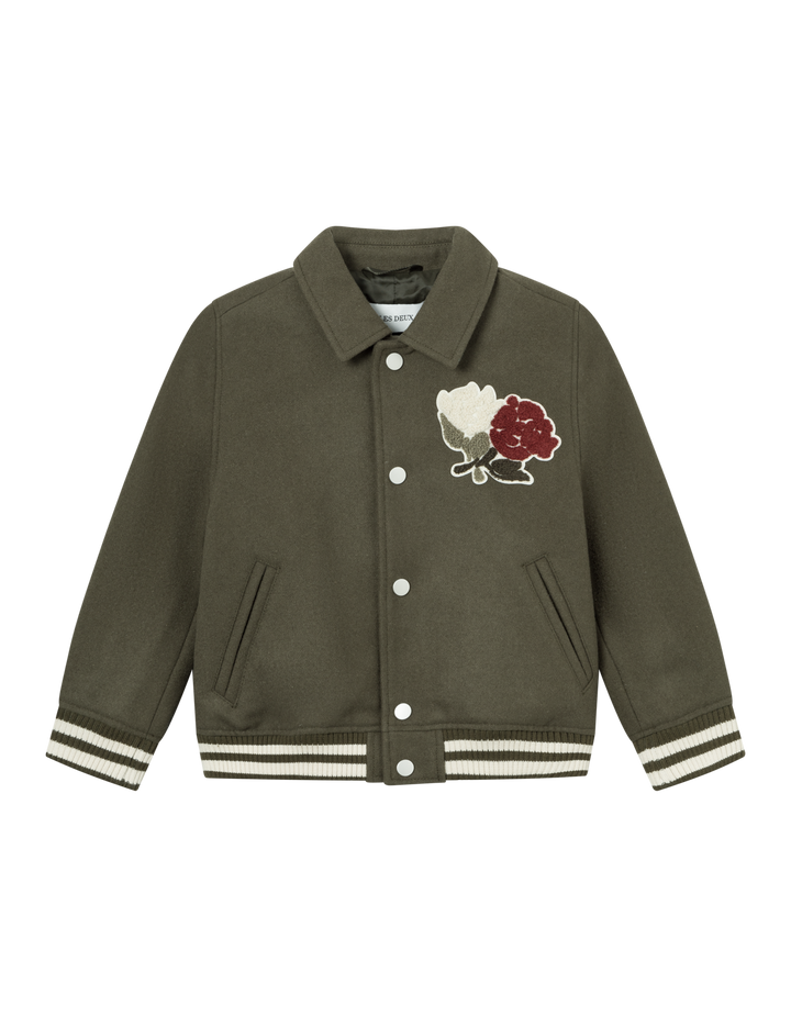 Felipe Varsity Wool Jacket Kids  Olive Night