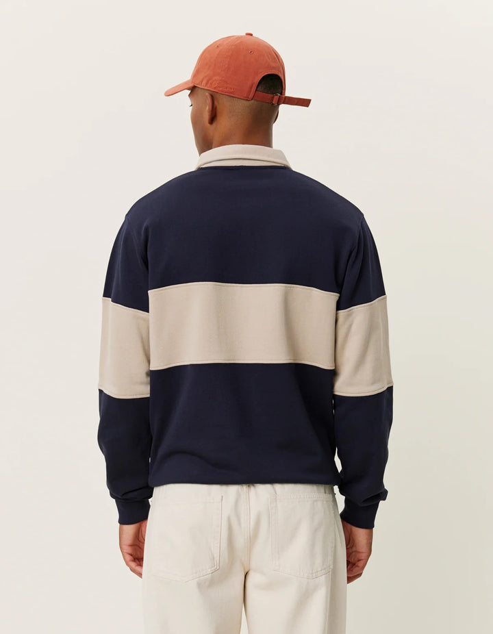 Cory Zipper Rugby Sweatshirt  Dark Navy/Light Desert Sand