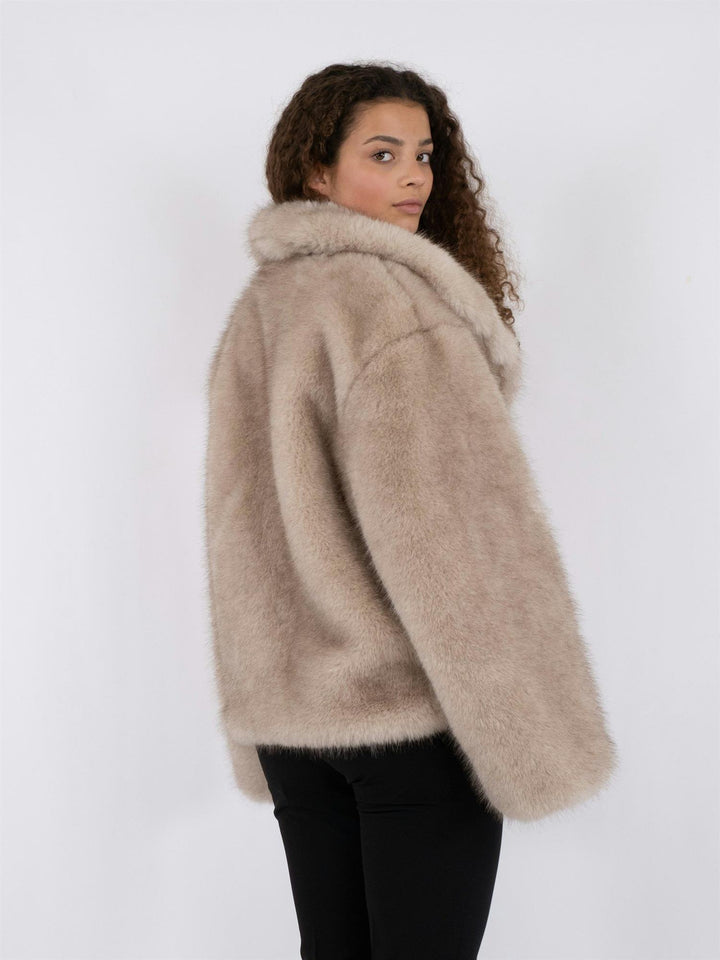 Stephanie Faux Fur Jacket  Beige