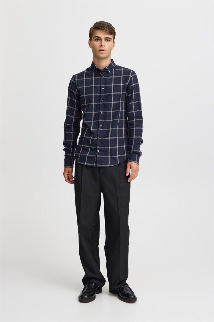 ANTON LS BD 0159 checked  Dark Navy Melange