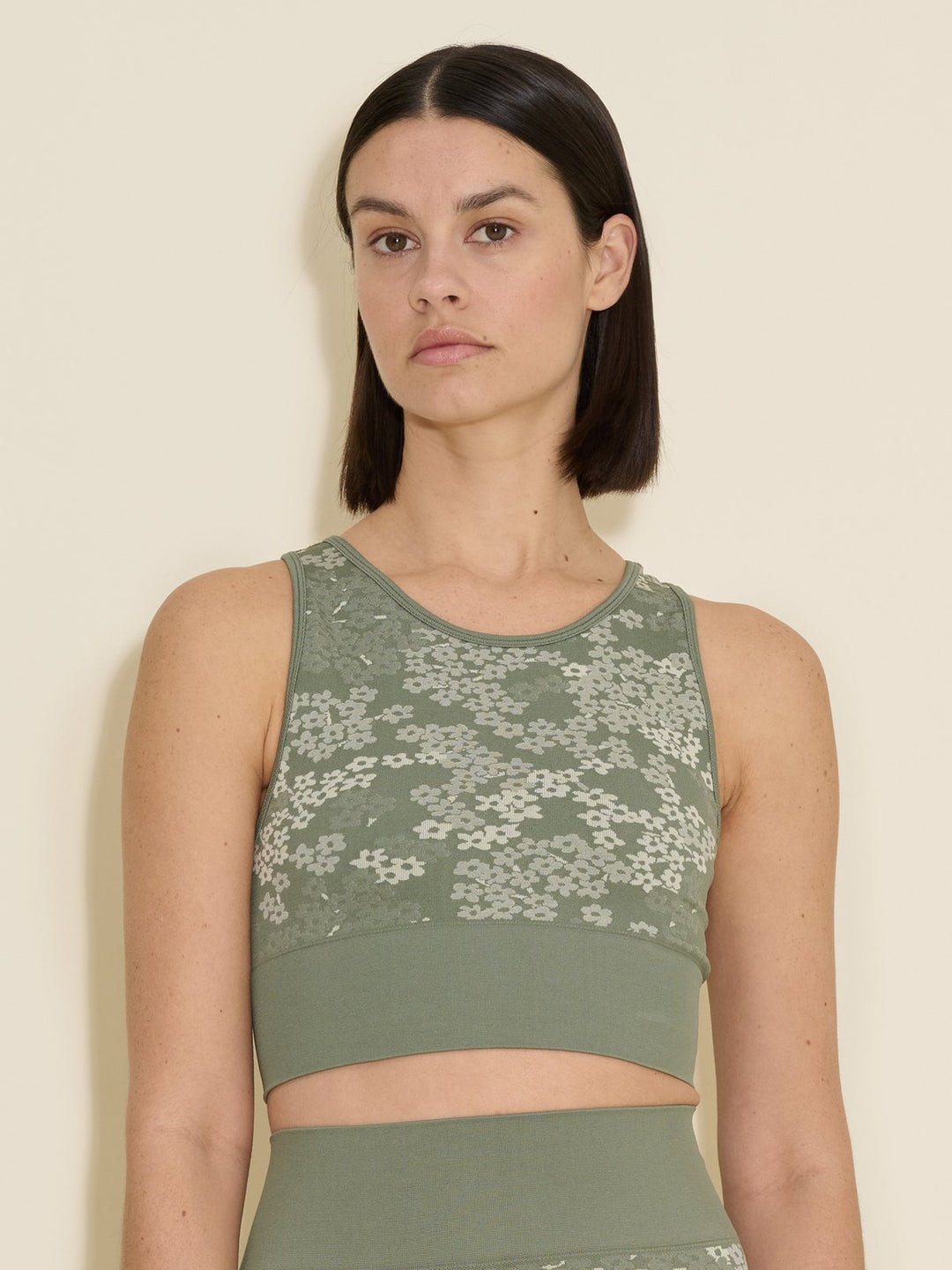 Seamless Jacquard Top  Green Mix