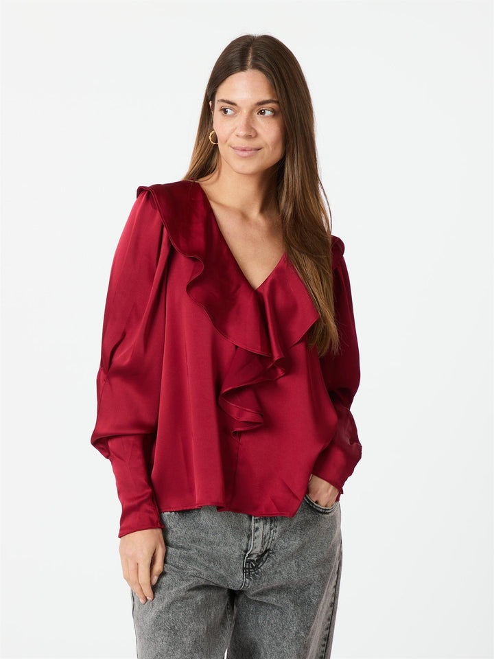 Sandie Sateen Blouse  Wine