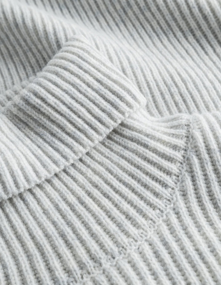 Eddie Wool Rib Rollneck Knit  Mountain Grey Melange