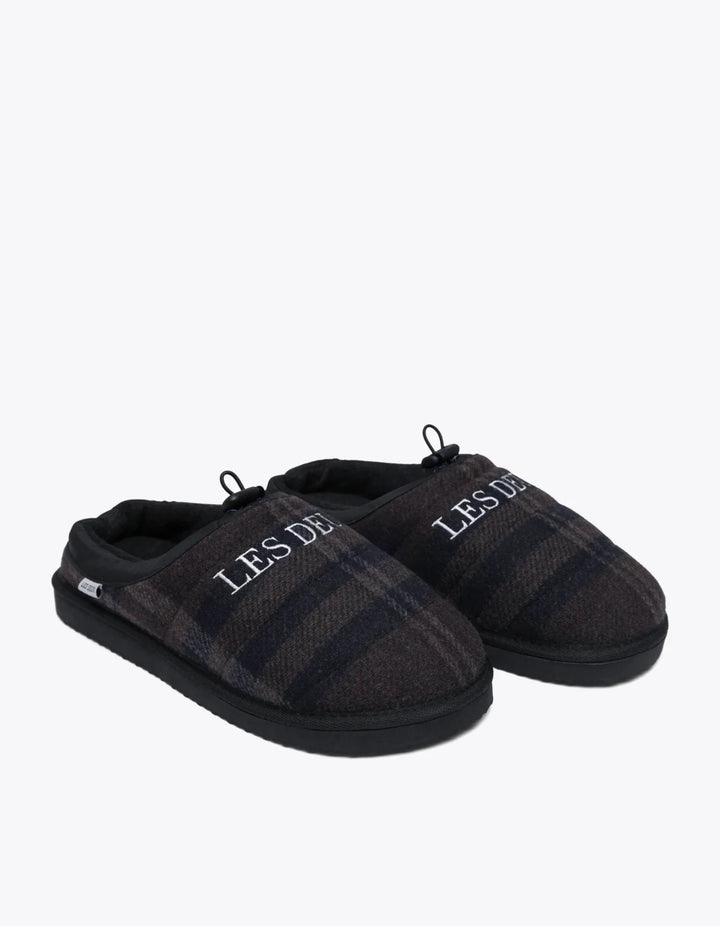 Trey Wool Check Slipper  Coffee Brown/Dark Grey