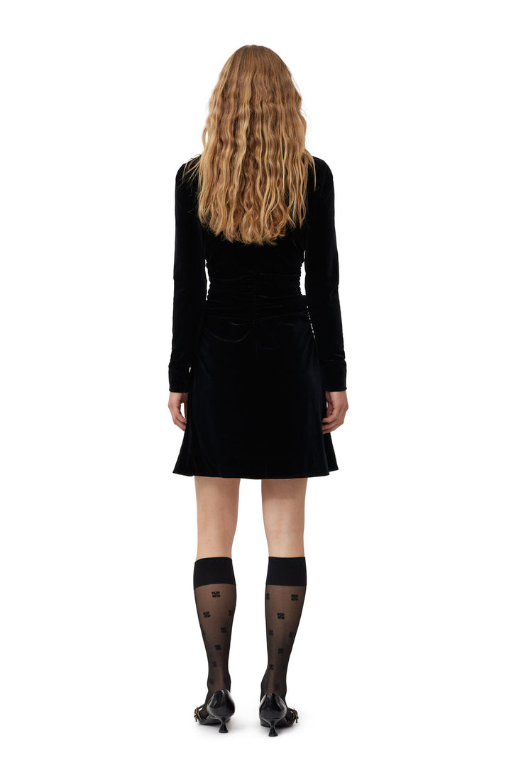 VELVET JERSEY MINI DRESS  099-Black