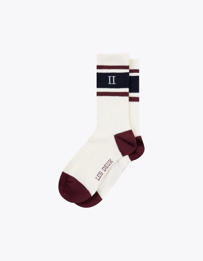 William Stripe 2-Pack Socks  Off White/Dark Navy-Shiraz