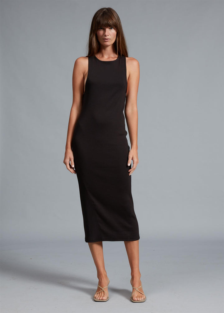 THE ESSENTIAL RIB RAZERBACK DRESS  Black