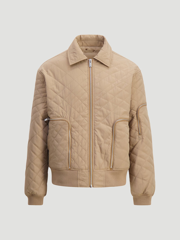 Lark Quilted Bomber Jacket  Sand