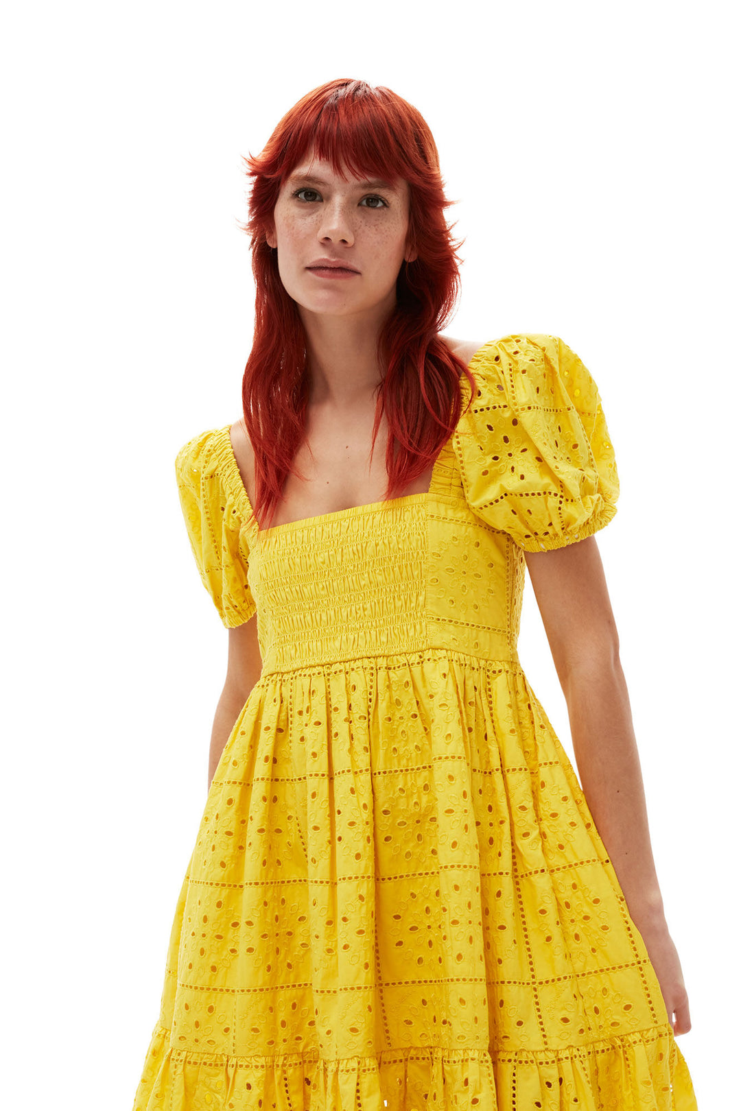 BRODERIE ANGLAISE MINI DRESS  Maize