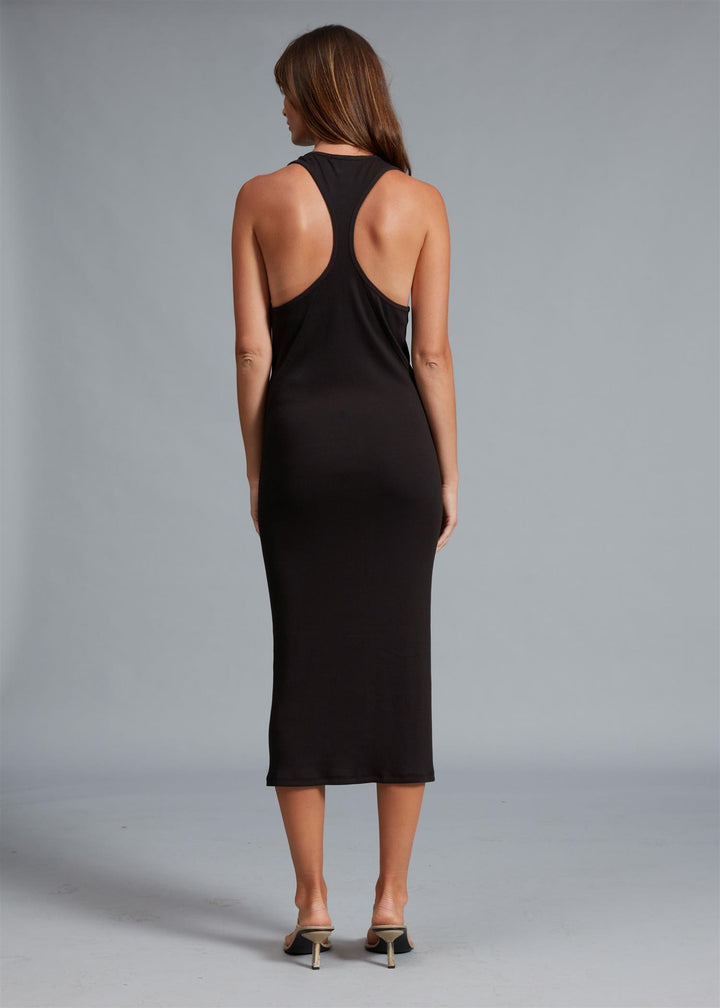 THE ESSENTIAL RIB RAZERBACK DRESS  Black