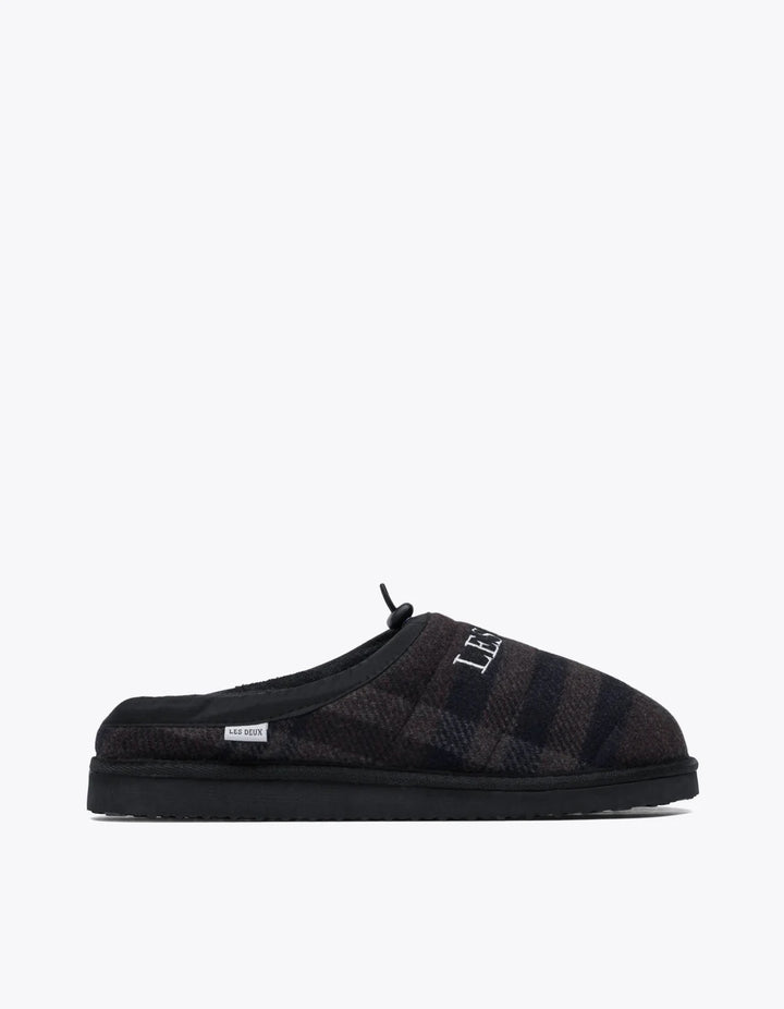 Trey Wool Check Slipper  Coffee Brown/Dark Grey