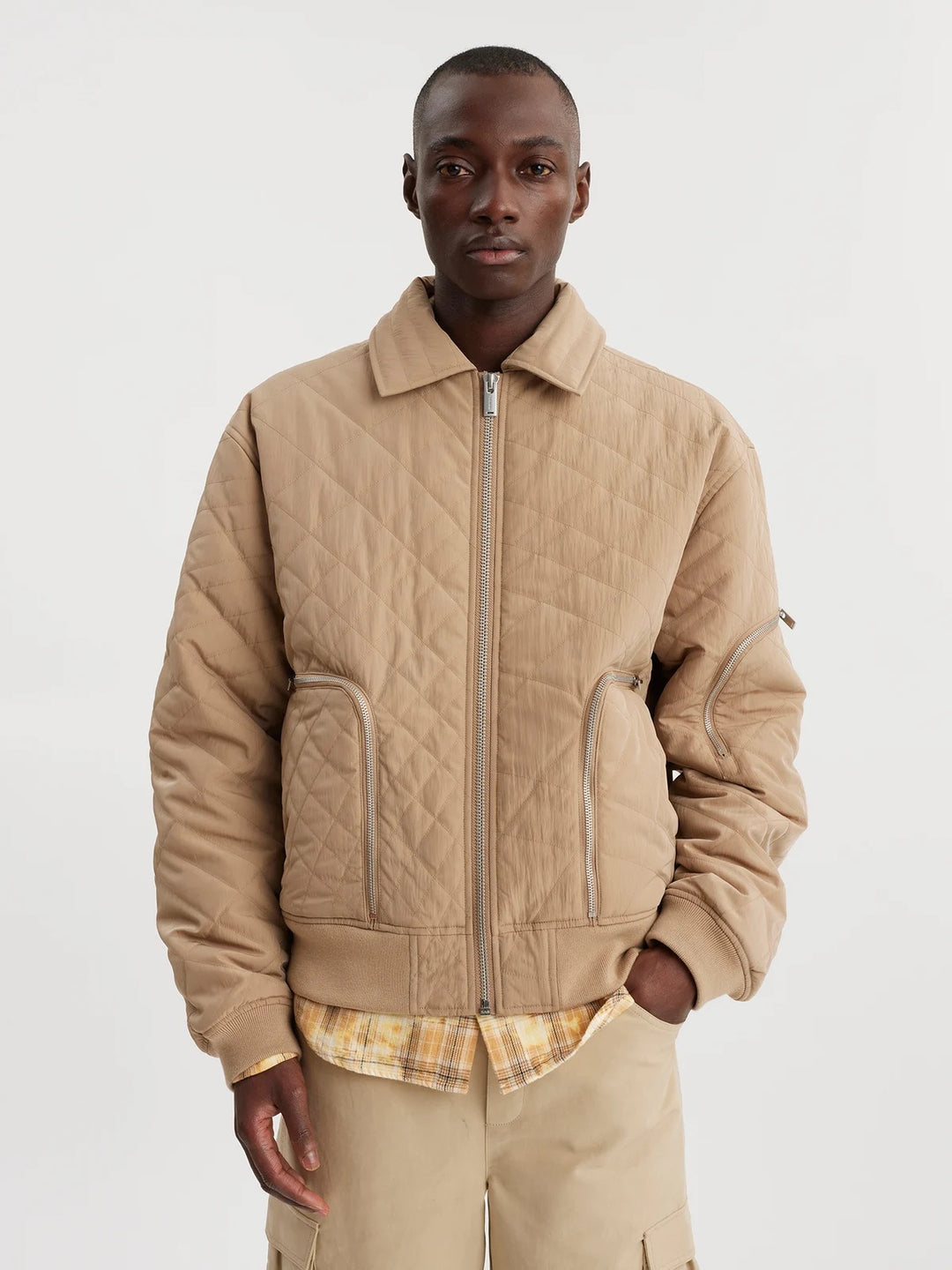 Lark Quilted Bomber Jacket  Sand