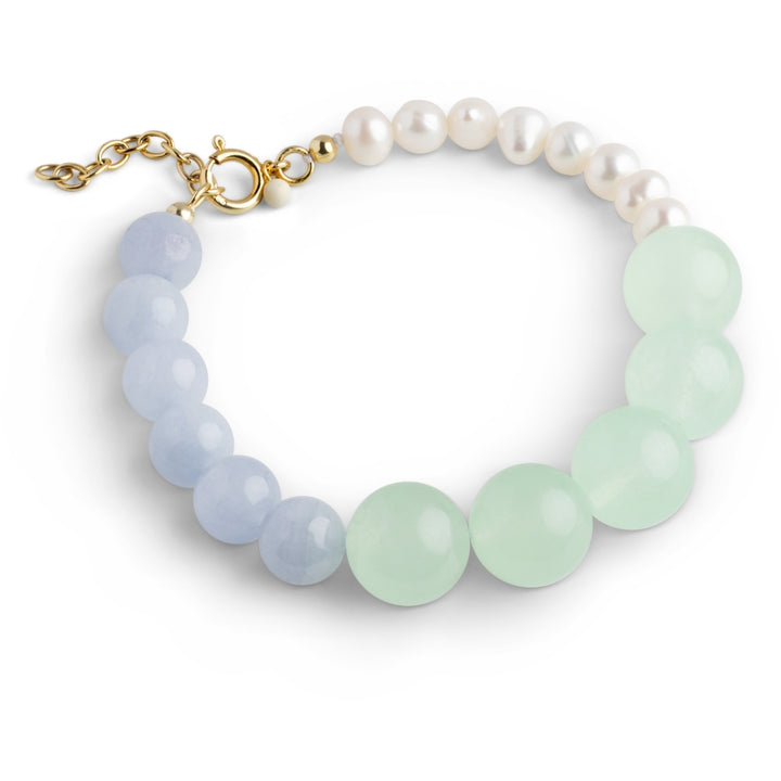 BRACELET, YARA  Light Green, Light Blue, Pearls