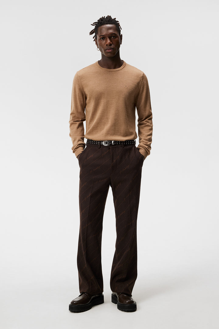 Lyle Merino Crew Neck Sweater  Chipmunk Melange