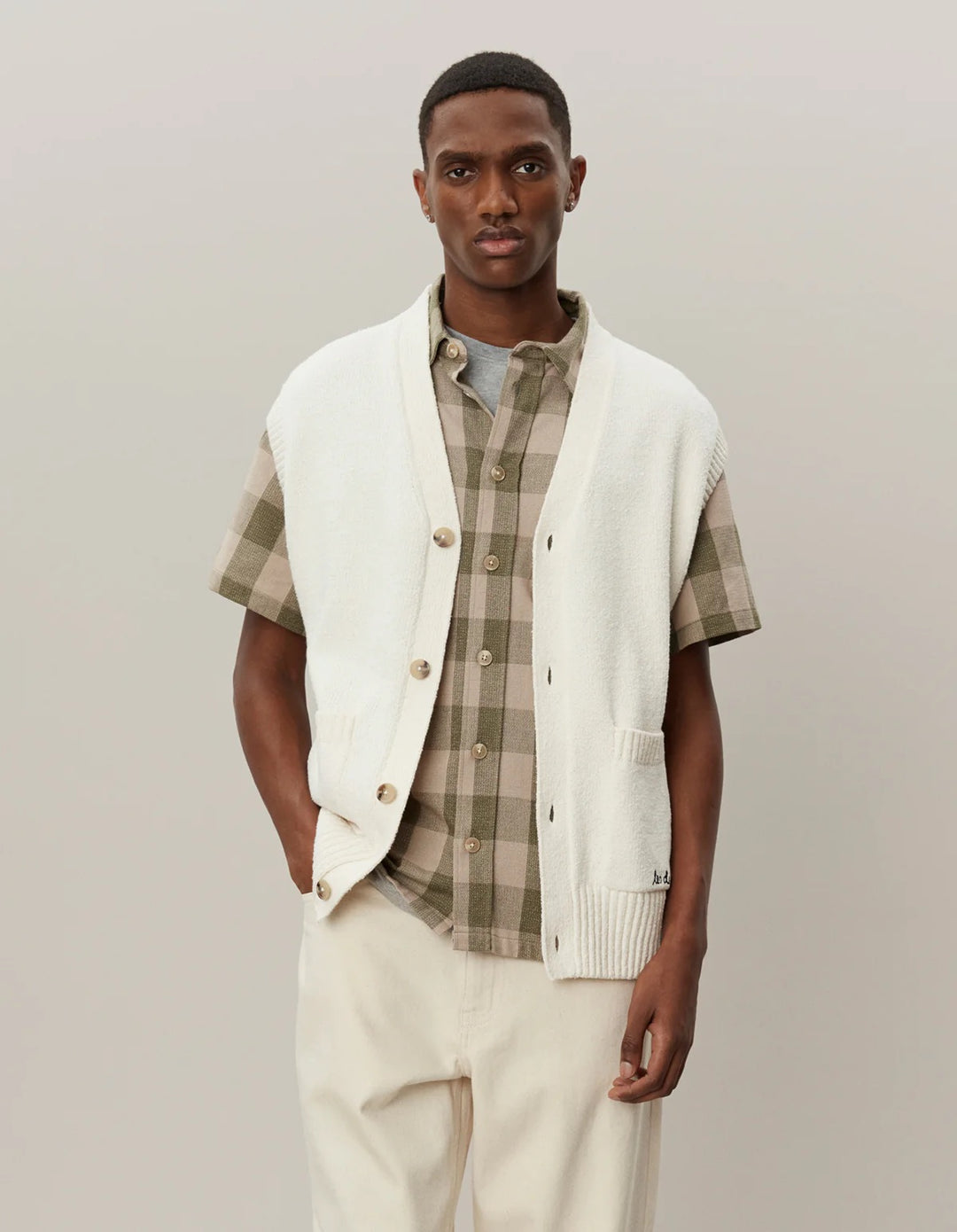 Brad Cardigan Vest  Ivory