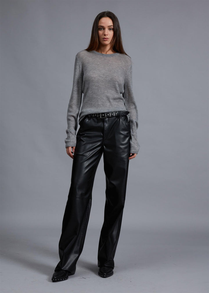 MANDEE RIBBED CASHMERE CREW  Heather Grey