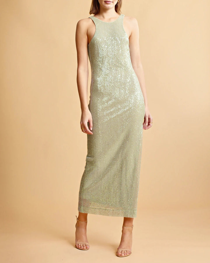 SEQUINS STRAP DRESS  Green