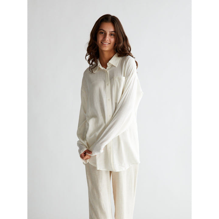 LATTI LS LINEN SHIRT  White