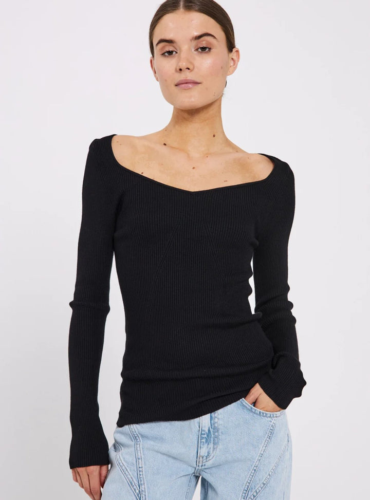 Sherry heart knit top  Black